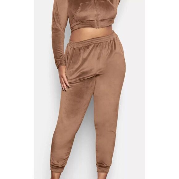 SKIMS AP-LEG-0887 Women Sz 4XL Sienna Brown Velour High Waist Oversized Joggers - Picture 10 of 12